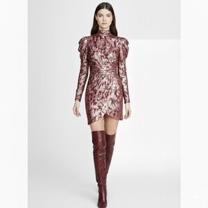 NWOT JONATHAN SIMKHAI Metallic Mock neck wrap dress Size 4